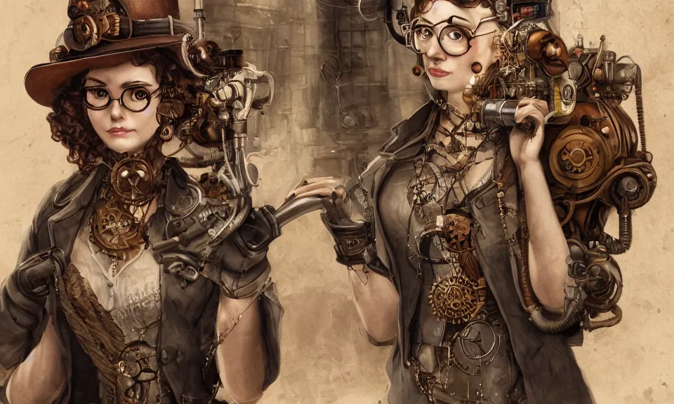 Prompt: steampunk scientist, portrait, medium shot, digital art, concept art, fantasy art, highly detailed, hd wallpaper, hdr, artstation, deviantart, behance