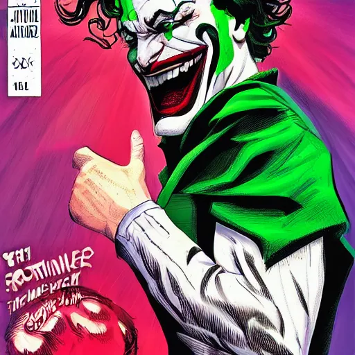 Prompt: detailed comics book cover joaquin phoenix joker in the style of alex ross