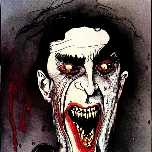 Image similar to portrait of dracula by ralph steadman