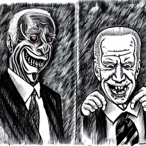 Prompt: freaky portrait of Joe Biden as Rat Fink by Ed 'Big Daddy' Roth and Junji Ito