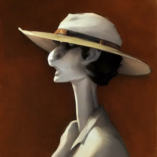 Image similar to just a white boonie hat in a wooden table. by Craig mullins, Steve Purcell, Ralph McQuarrie. Trending on artstation. Centered image