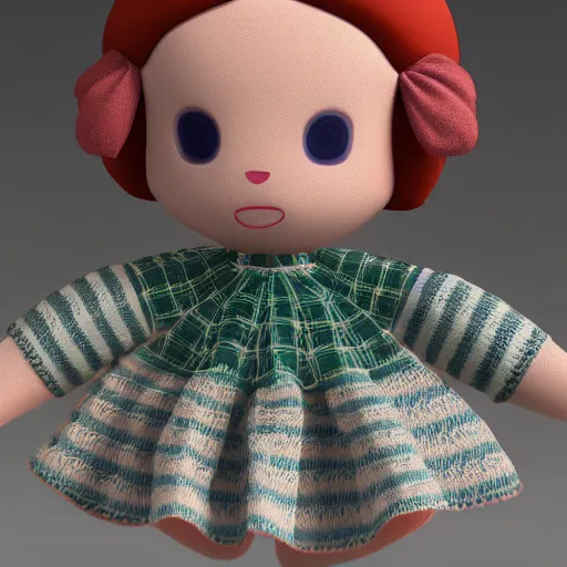 Image similar to cute fumo plush of a girl in a celtic pattern dress, vray, symmetry