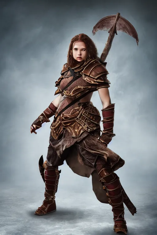 Prompt: a female DND goliath, high resolution film still, 8k, HDR colors, cosplay, studio lighting