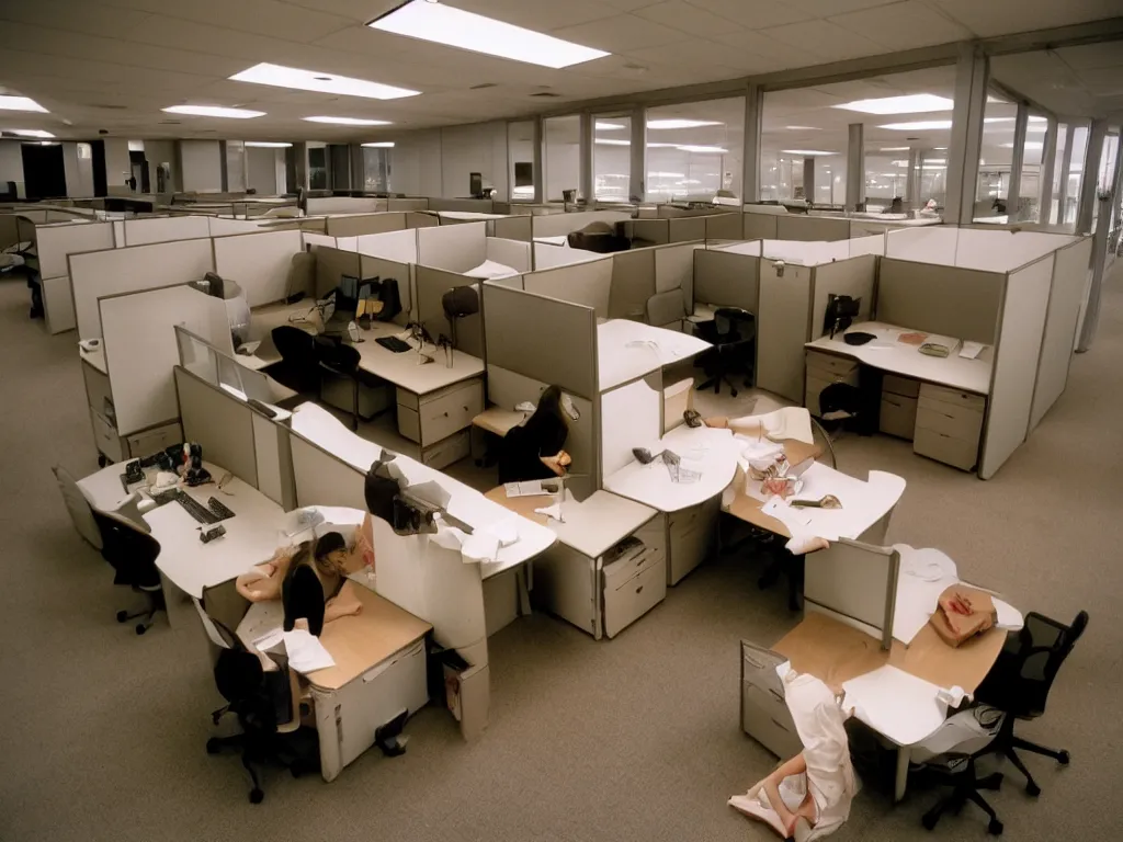 Image similar to coffee break in 90s cubicle office