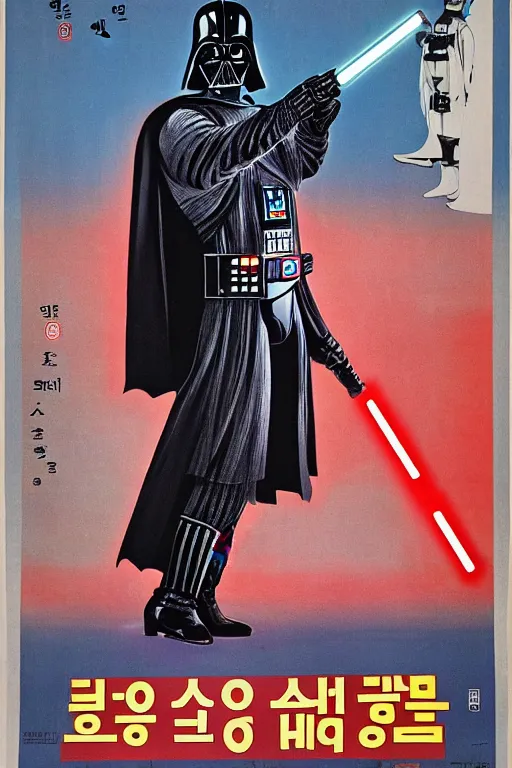 Prompt: korean propaganda poster for darth vader