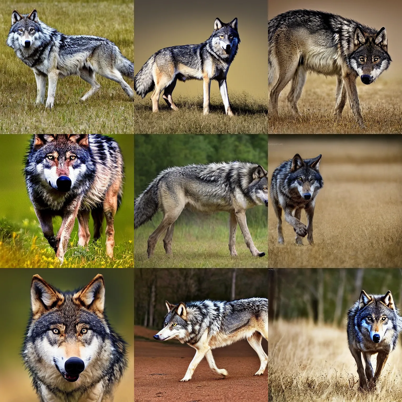 Prompt: a wolf-hog-horse, wildlife photography