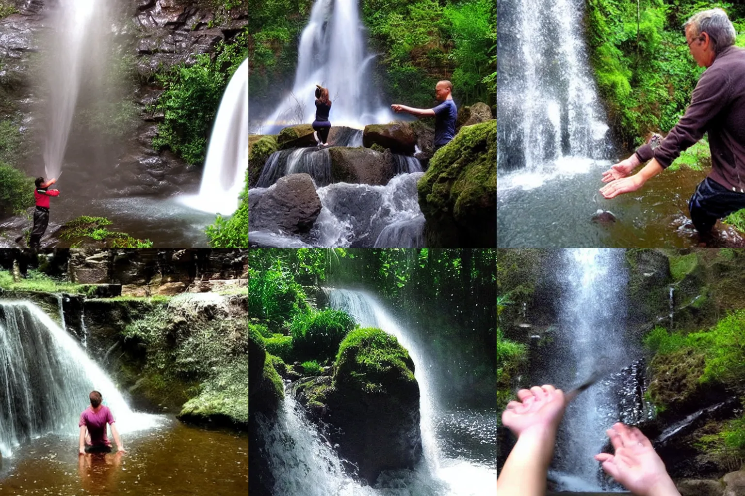 Prompt: human hands!!!!!!!!!!!!!!! cupping a waterfall made from the universe.