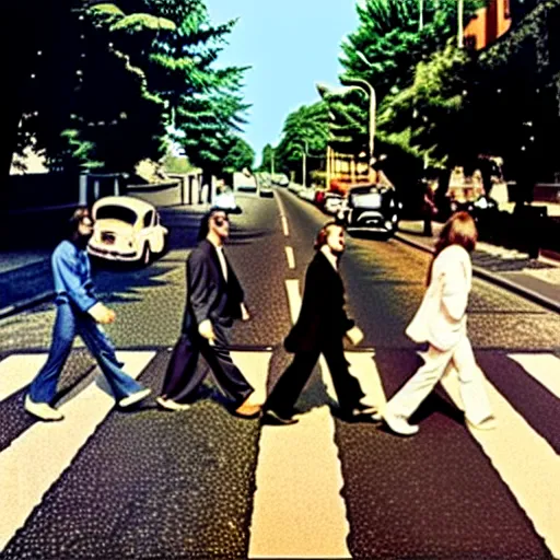 Image similar to abbey road with the three stooges,