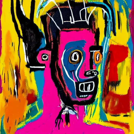 Image similar to Digital art, Oil on canvas, jean-Michel Basquiat style of A mirror selfie of a black handsome muscular man with white angel wings and black devil horns holding an iPhone, pitchfork, full body, pink background, abstract jean-Michel Basquiat!!!!!!!! oil painting with thick paint strokes!!!!!!!!, oil on canvas, aesthetic, y2k!!!!!!, intricately!!!!!!!! detailed artwork!!!!!!!, trending on artstation, in the style of jean-Michel Basquiat!!!!!!!!!!!!, by jean-Michel Basquiat!!!!!!!!!!!, in the style of jean-Michel Basquiat!!!!!!!!!!!, in the style of jean-Michel Basquiat!!!!!!!!!!!, in the style of jean-Michel Basquiat!!!!!!!!!!!, in the style of jean-Michel Basquiat!!!!!!!!!!!, in the style of jean-Michel Basquiat!!!!!!!!!!!, david choe