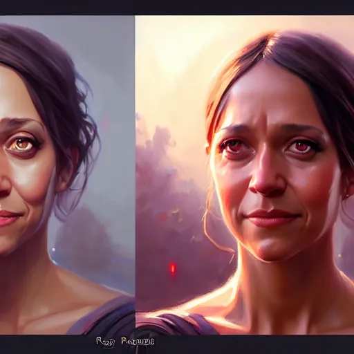 Image similar to a fantasy style portrait painting of rashida jones hybrid in the oil painting unreal 5 daz. rpg portrait, extremely detailed artgerm greg rutkowski vladimir volegov