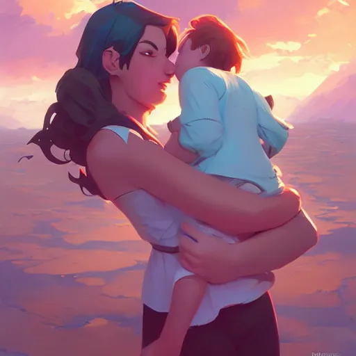 Image similar to a mother and child reunion, beautiful faces, behance hd by jesper ejsing, by rhads, makoto shinkai and lois van baarle, ilya kuvshinov, rossdraws global illumination