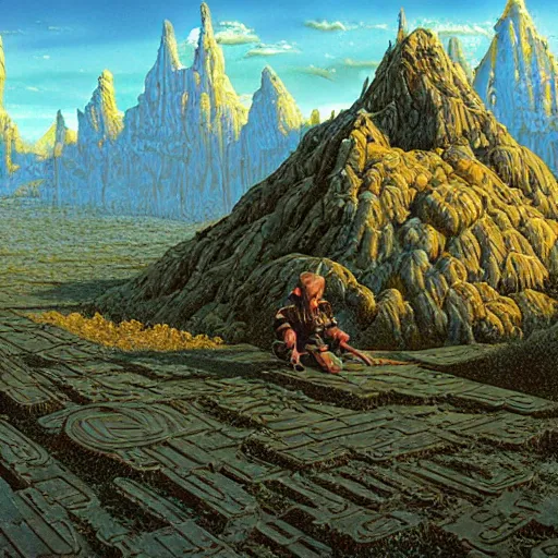 Prompt: a matte painting by Michael Whelan