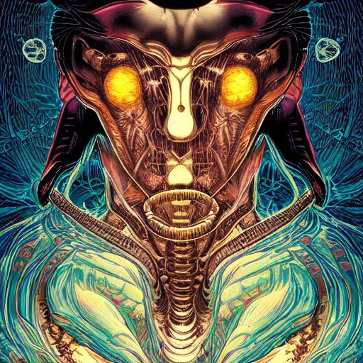 Image similar to portrait of dark wasp man, symmetrical, by yoichi hatakenaka, masamune shirow, josan gonzales and dan mumford, ayami kojima, takato yamamoto, barclay shaw, karol bak