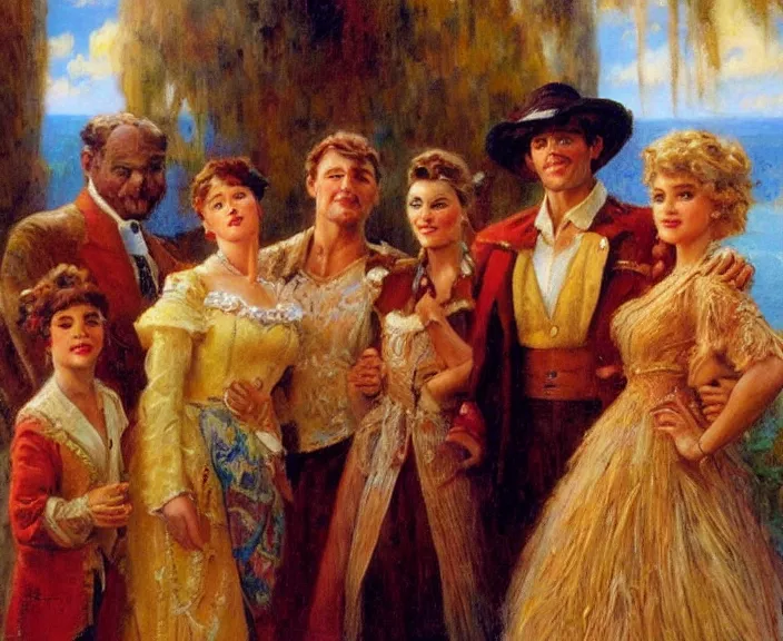 Image similar to Gaston Bussiere portrait of characters from Encanto, Disney family movie, musical