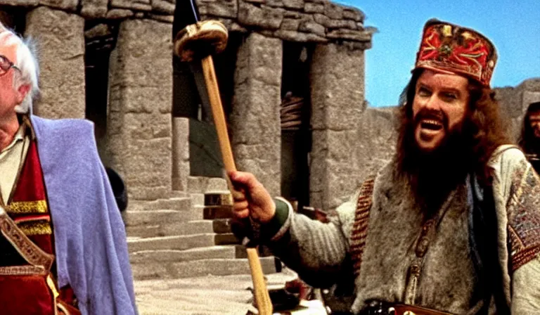 Image similar to a film still of bernie sanders as brian in monty python's life of brian ( 1 9 7 9 )