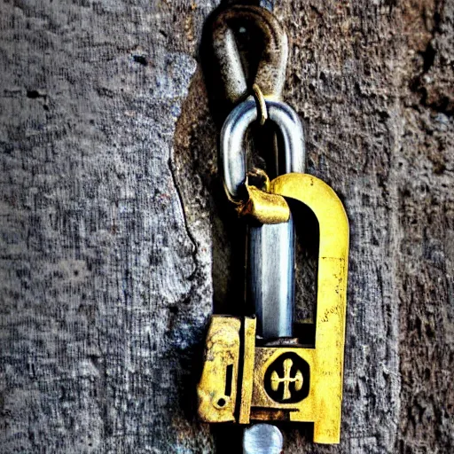 Image similar to medieval padlock key. photograph.