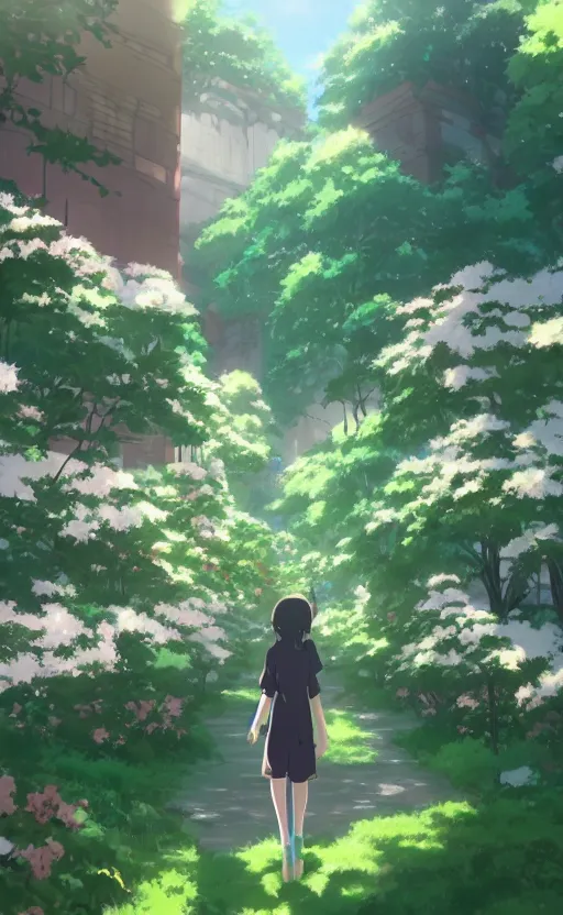 Image similar to rose garden by makoto shinkai