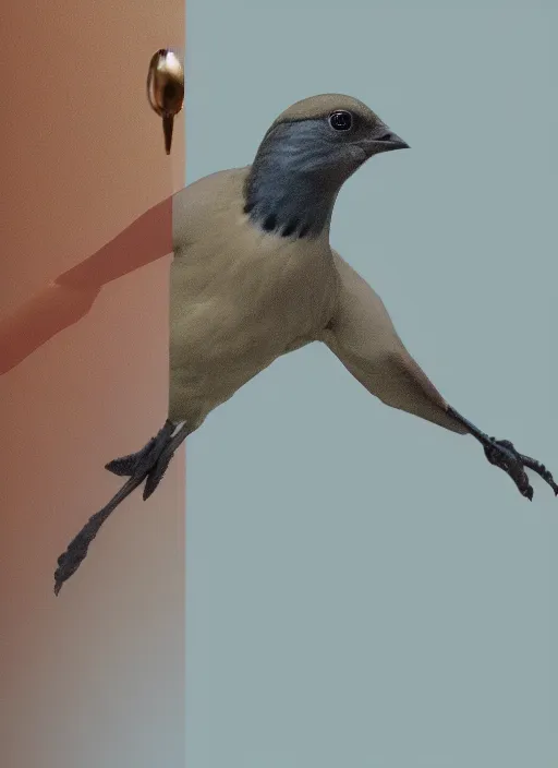 Prompt: a bird with hands, hyperrealism, no blur, 4 k resolution, ultra detailed,