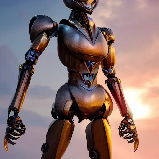 Prompt: a highly detailed full shot of beautiful anthropomorphic robot female dragon with smooth and streamlined armor, standing and posing elegantly, well detailed head, with sharp claws on her hands and feet, two arms, two legs, long tail, on the beach, artstation, DeviantArt, professional, octane render, sunset lighting