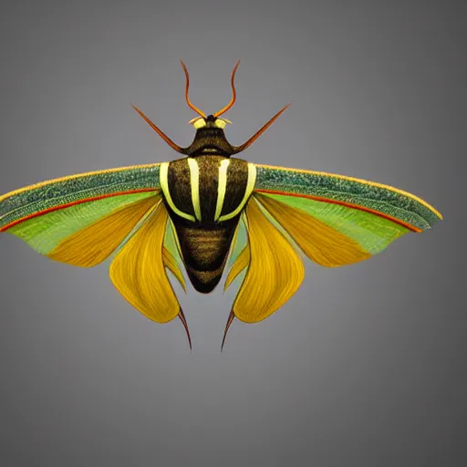 Image similar to an humanoid moth very stylized, slim, in the style of john park, digital art painting, winning award image, matte painting, superb, trending in artstation