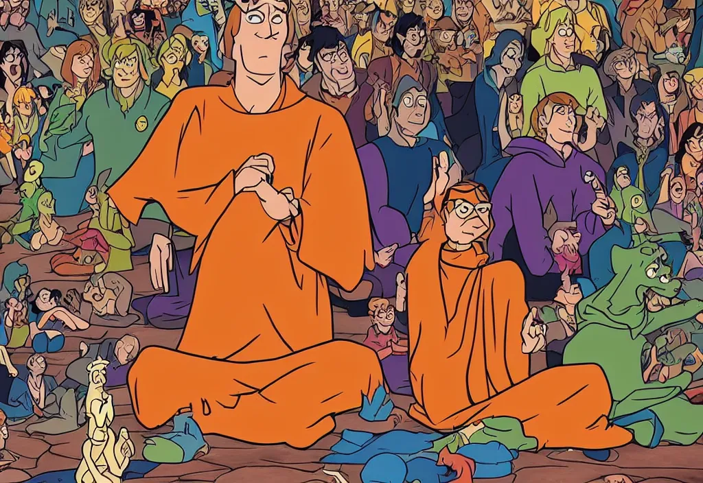 Prompt: scooby doo reaching enlightenment