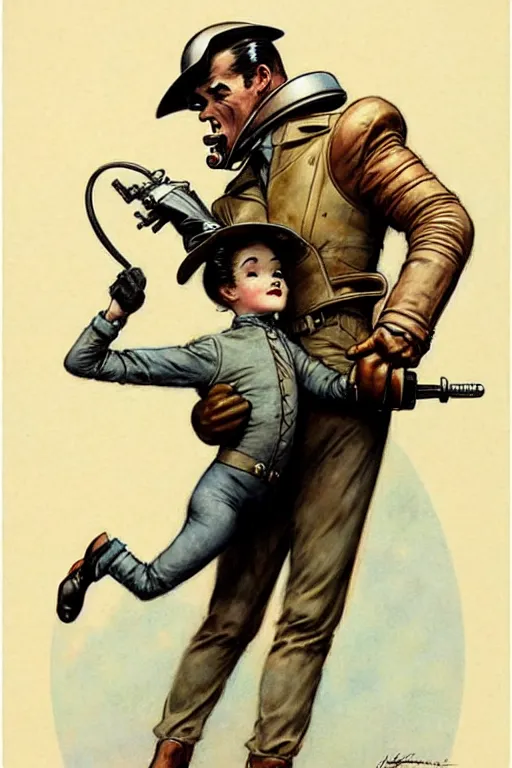 Prompt: (((((1950s the rocketeer . muted colors.))))) by Jean-Baptiste Monge !!!!!!!!!!!!!!!!!!!!!!!!!!!