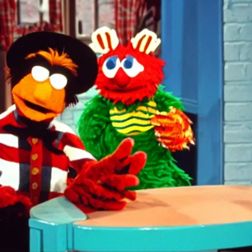 Prompt: Freddy Krueger as a Muppet on Sesame Street