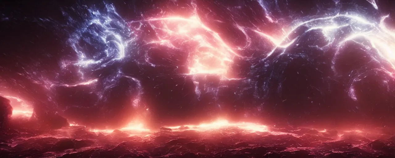 Image similar to a dark epic swirling galaxy, space scene, dark scifi, unreal engine, octane render, volumetric lighting