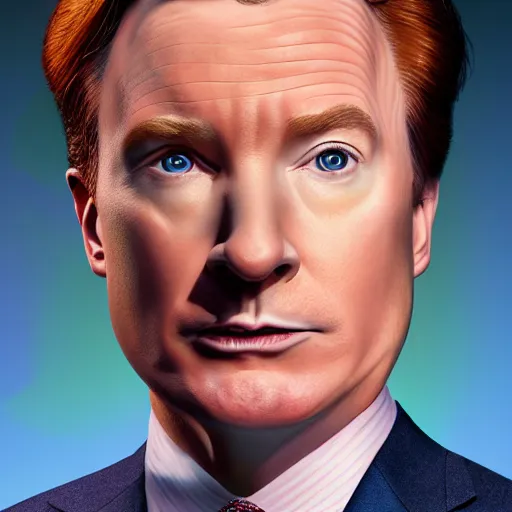 Image similar to photo portrait of the lovechild of conan o'brien, stephen colbert, jimmy kimmel, jimmy fallon, and seth meyers, realistic, hyperrealistic, 8 k resolution, hd quality, very detailed, highly detailed, intricate details, real life, real world, trending on artstation, digital art, really realistic, very realistic, headshot, head in frame, photograph, portrait