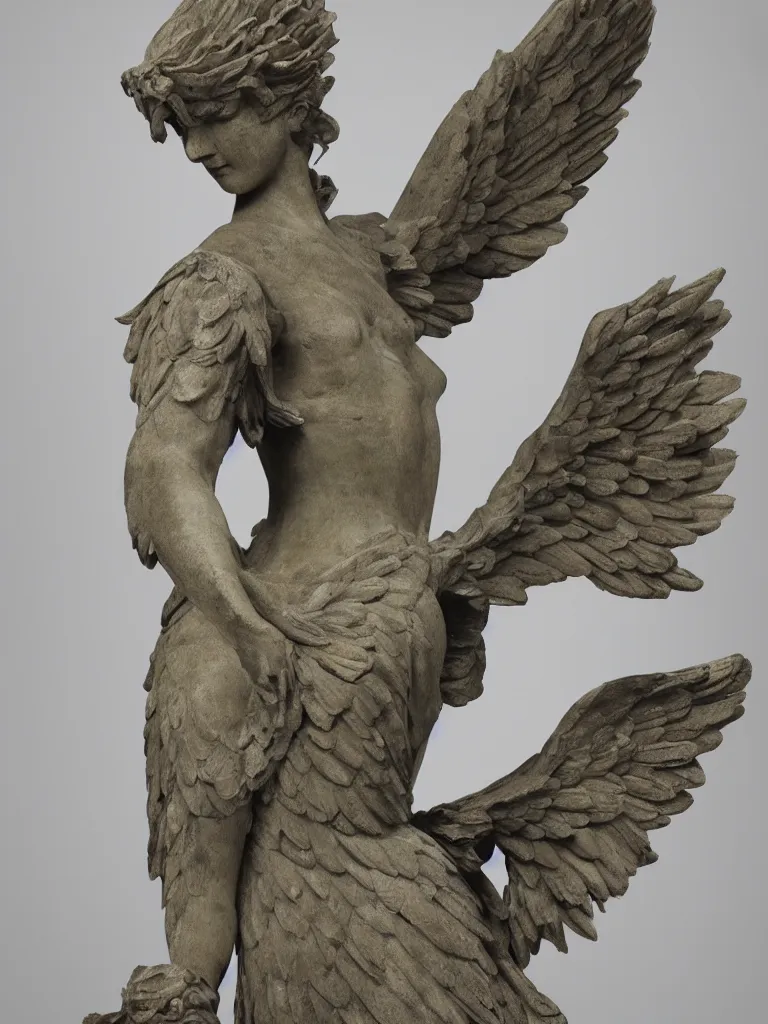 Image similar to winged victory of samothrace, japanese sculpture