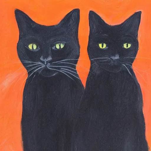 Prompt: two black cats