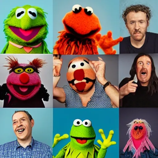 Prompt: people eating muppets