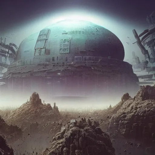 Image similar to the cybernetic asteroid city, technological phenomenon, by zdzisław beksinski, greg rutkowski, and j. g. quintel, futurecore, 5 mm hyperdetailed digital art by jan urschel and neil blevins and tony diterlizzi, and cyberpunk