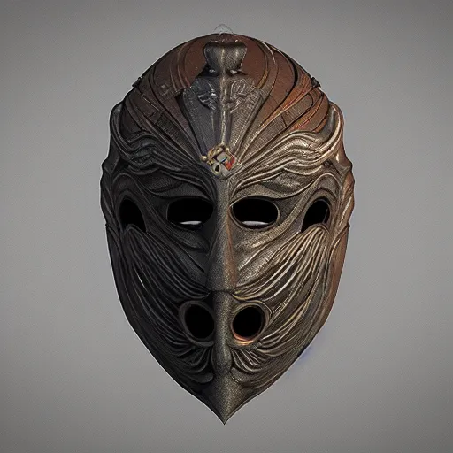 Image similar to venetian futuristic bauta mask, houdini render