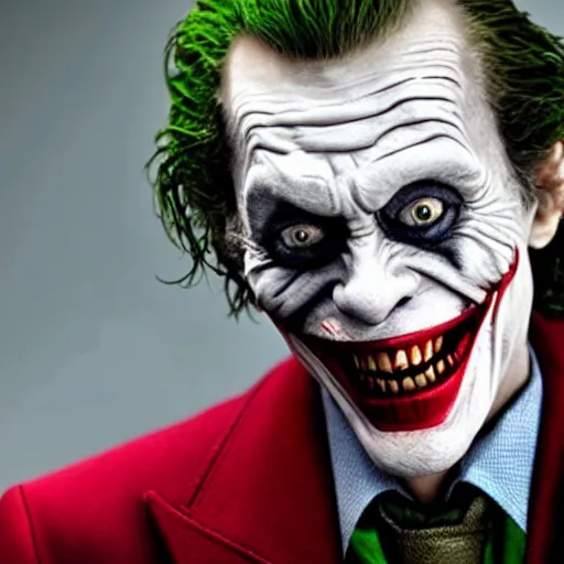 Image similar to Willem Dafoe as (The Joker) laughing maniacally 8k hdr