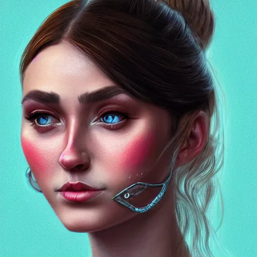 Image similar to face portrait of a woman, inspired by mandy jurgens, face accessories, light make up, 4 k, high detailed, illustration