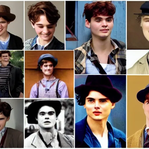 Image similar to character mix of Gilbert Blythe and johnny deep as college students