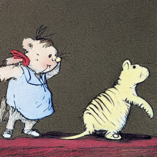 Image similar to portrait of calvin and hobbs, detailed, by beatrix potter