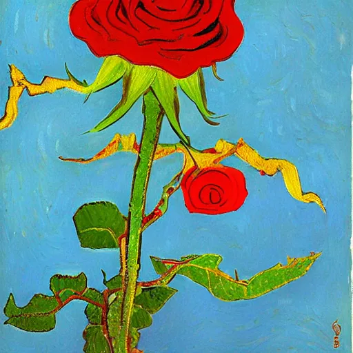 Image similar to red rose, van gogh style