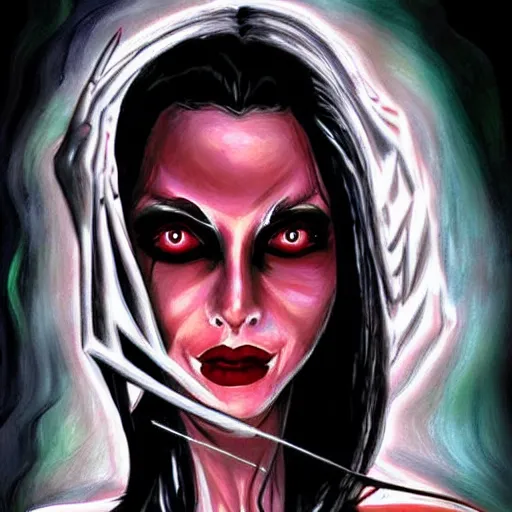 Image similar to vampire woman portrait made out of paint, beautiful, cyborg, tim burton comic book art