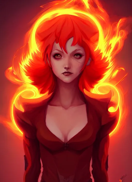 Prompt: style artgerm, joshua middleton, illustration, anthropomorphic hamster wearing orange pelt light armor, anime eyes, red hair, swirling fire flames cosmos, fantasy, dnd, cinematic lighting