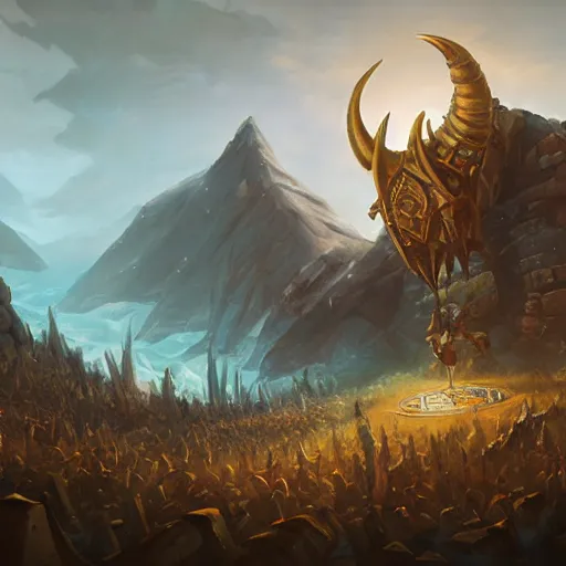 Image similar to a giant horn instrument, epic fantasy style, in the style of Greg Rutkowski, hearthstone artwork