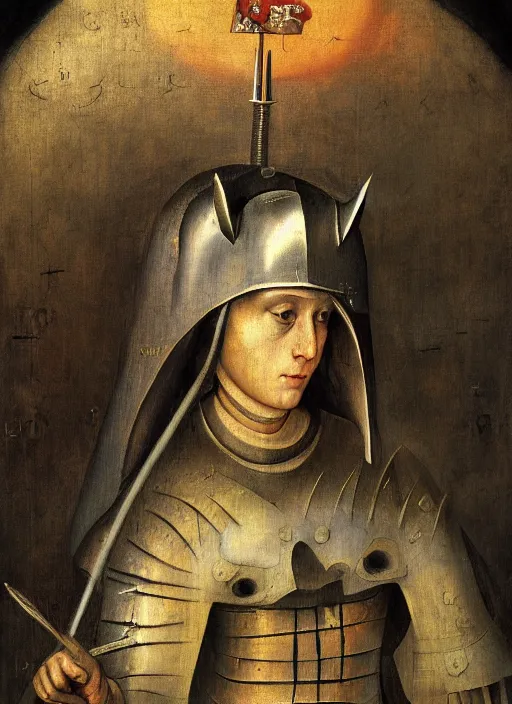 Image similar to joan of arc painted by hieronymus bosch, detailed digital art, trending on Artstation