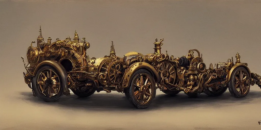 Image similar to Steampunk concept car By Konstantin Razumov, highly detailded