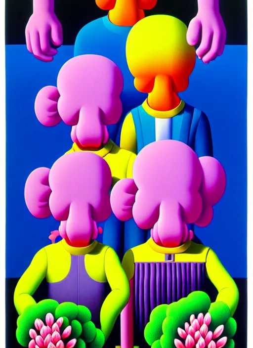 Image similar to flower men by shusei nagaoka, kaws, david rudnick, airbrush on canvas, pastell colours, cell shaded, 8 k