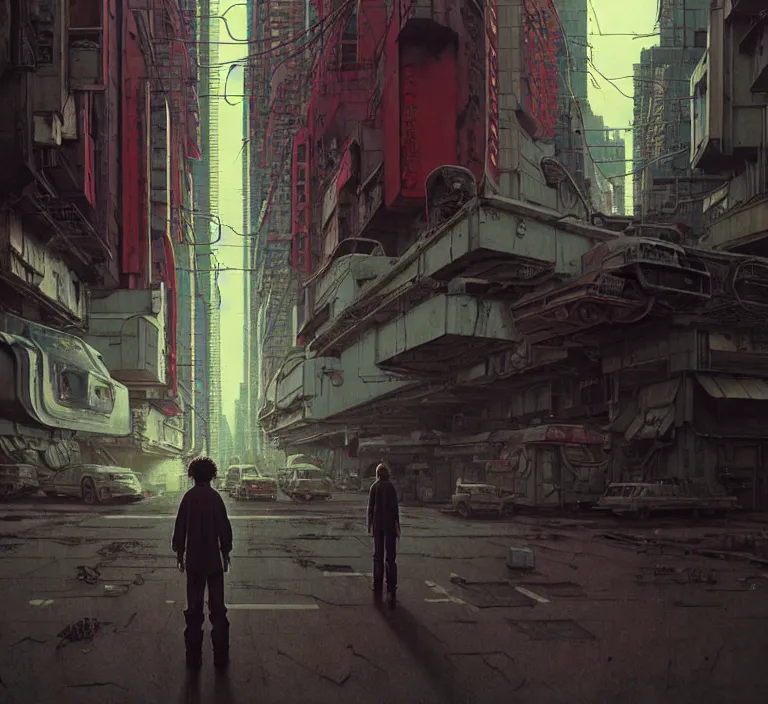 Image similar to realistic aesthetic highly detailed photography of characters in akira scene, characters with hyperrealistic highly detailed faces. from akira by katsuhiro otomo and alejandro hodorovski and denis villeneuve and gregory crewdson style with many details by mike winkelmann and vincent di fate in sci - fi style. volumetric natural light hyperrealism photo on dsmc 3 system