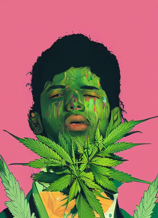 Image similar to profile picture by sachin teng x ofwgkta, marijuana, organic painting, asymmetrical, green, marijuana smoke, matte paint, hard edges, energetic