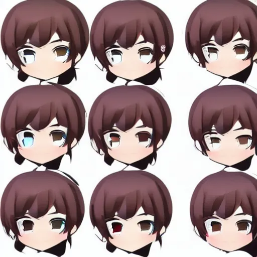 Image similar to beautiful super flat concept art portrait of face detailing cute nendoroid girl in the style of Julian Opie, toon rendering, close-up, no shade, modern art, kyoto animation, 3/4 view