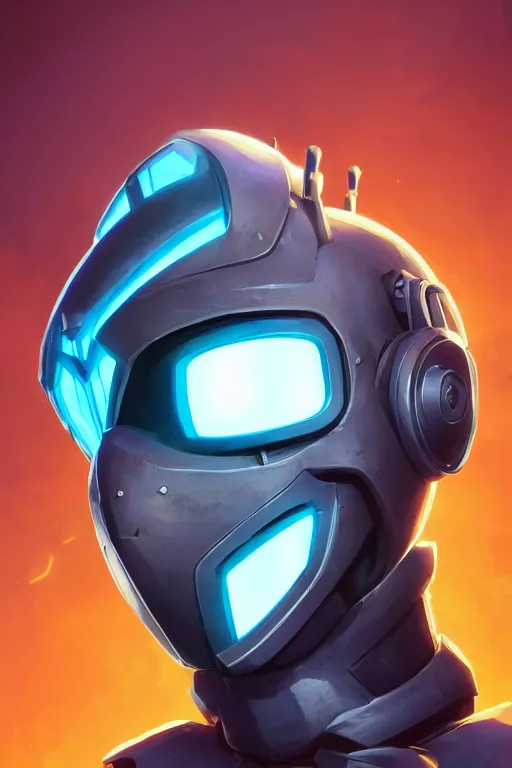 Image similar to epic mask helmet robot ninja portrait stylized as fornite style game design fanart by concept artist gervasio canda, behance hd by jesper ejsing, by rhads, makoto shinkai and lois van baarle, ilya kuvshinov, rossdraws global illumination radiating a glowing aura global illumination ray tracing hdr render in unreal engine 5