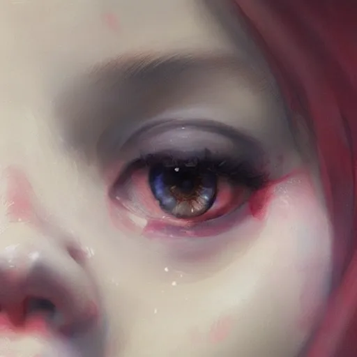 Prompt: close up of a crying girl with pretty eyes, digital art by ruan jia and mandy jurgens and artgerm, highly detailed, trending on artstation, award winning,